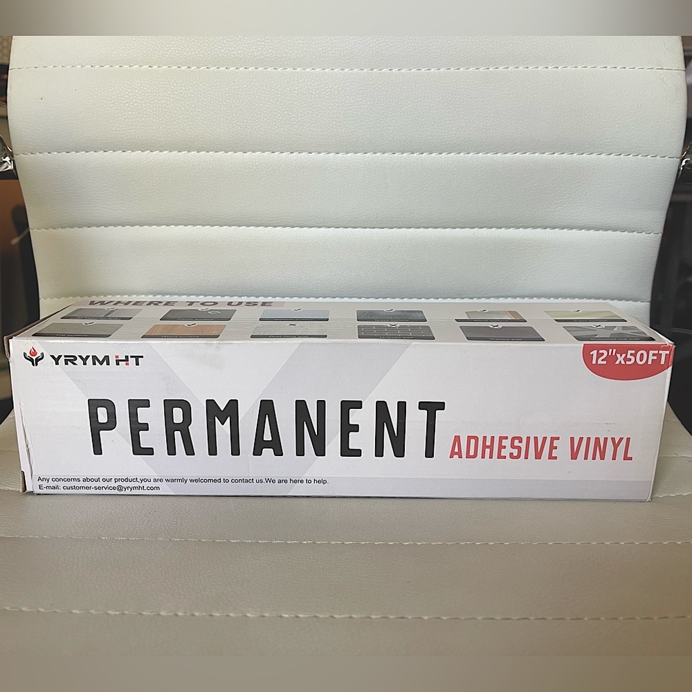 Permanent Adhesive Vinyl 12"x50ft White NEW